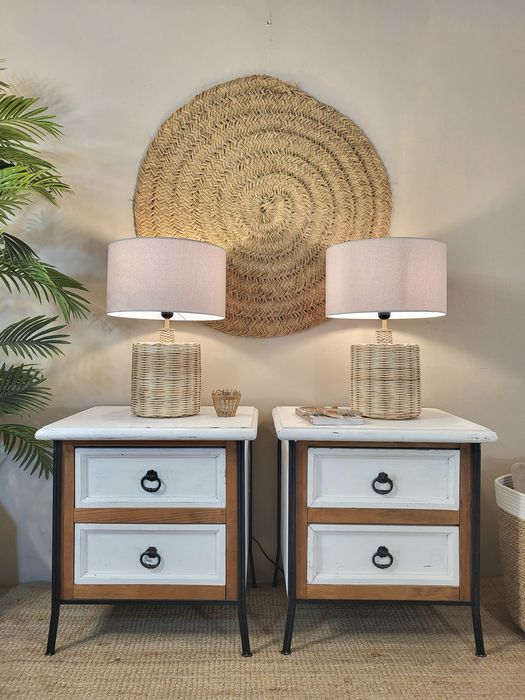 2 mesas, apoio, cabeceira,  ferro, rustico