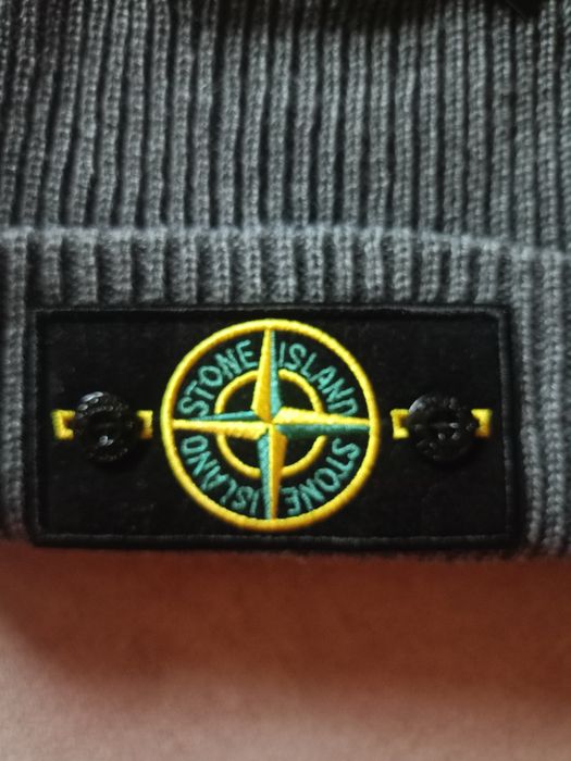 Stone Island Czapka Zimowa Beanie Szara Nowa Logo