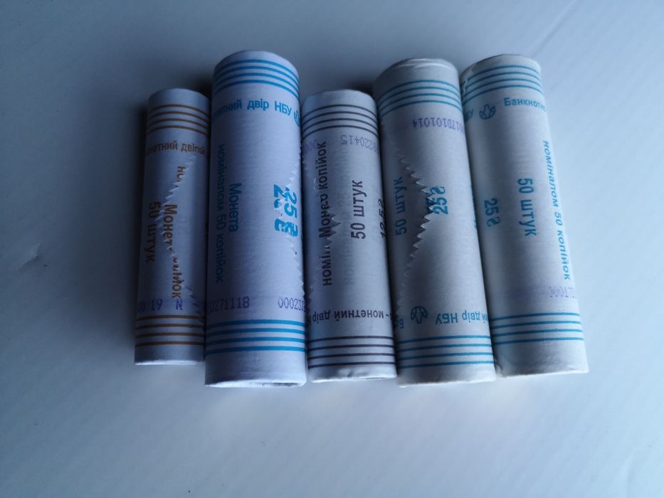 Продам ролли монет 50, 25, 10, 5, 1 копійок в Ідеальному Стані.