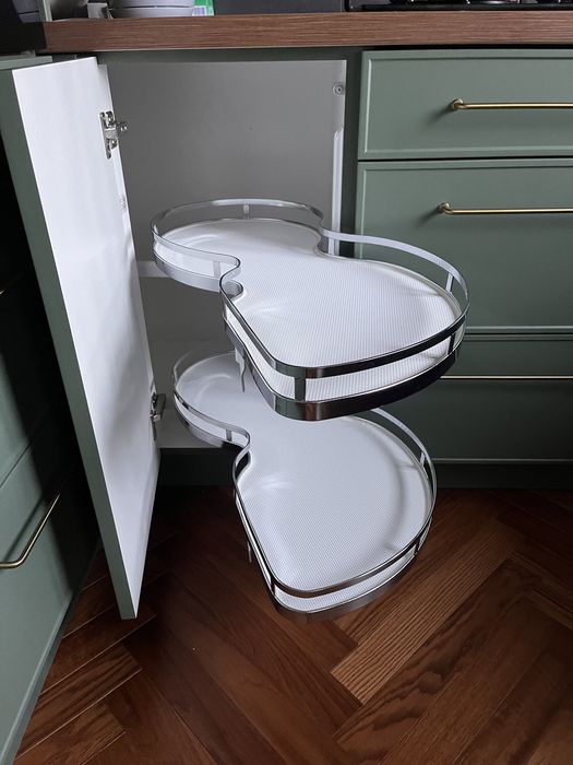 Kosz narożny "nerka" 1000 mm chrom - lewostronny - okrągły reling