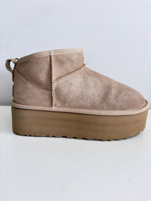 Ugg Classic Ultra Mini Platform Beżowe Śniegowce Damskie Rozmiar 38