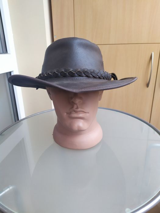 Ковбойская байкерская шляпа кожаная р. 56 - 58 коричневая ОЛХ доставка