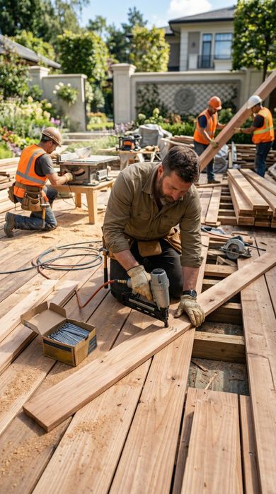 Будівельні роботи під ключ: фундамент, дах, плитка, електрика бруківка