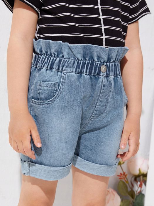 Spodenki Szorty Jeansowe Dziewczęce Paperbag 90