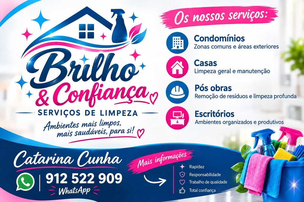 Limpezas em casas, condomínios pós obras e escritorios