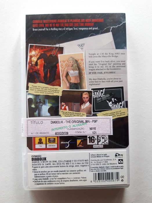 Jogo PSP Playstation Portable "Diabolik - The original sin"