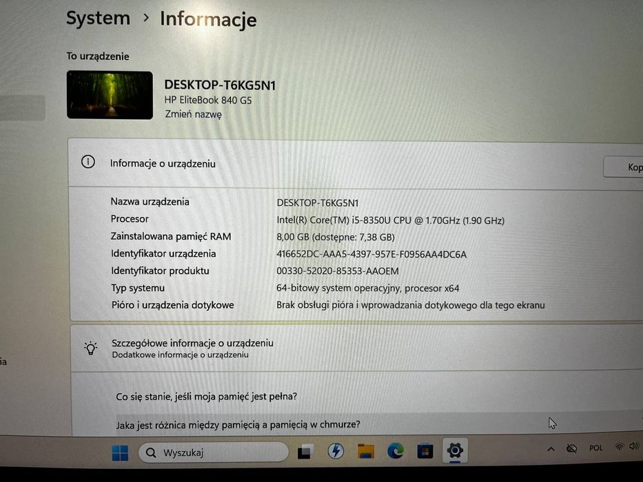 Hp elitebook 840 g5  jak nowy