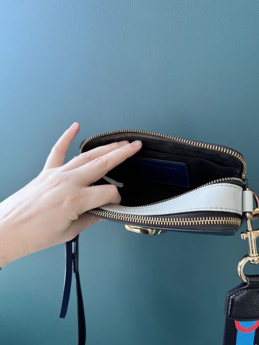 Шкіряна сумка marc jacobs the snapshot синя