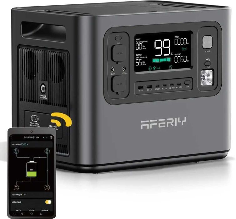 Aferiy P210 2400W/2048Wh 2 квт зарядна станція павербанк акумулятор