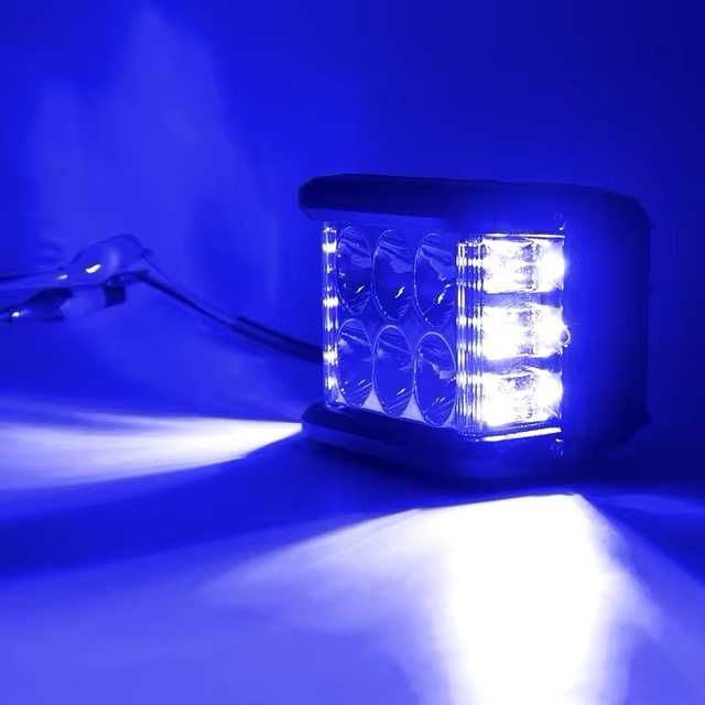 Par Faróis Auxiliares LED Quadrados Dupla Luz - 45W 9000LM