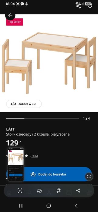 IKEA LATT zestaw dzieciecy stolik + 2 krzesła