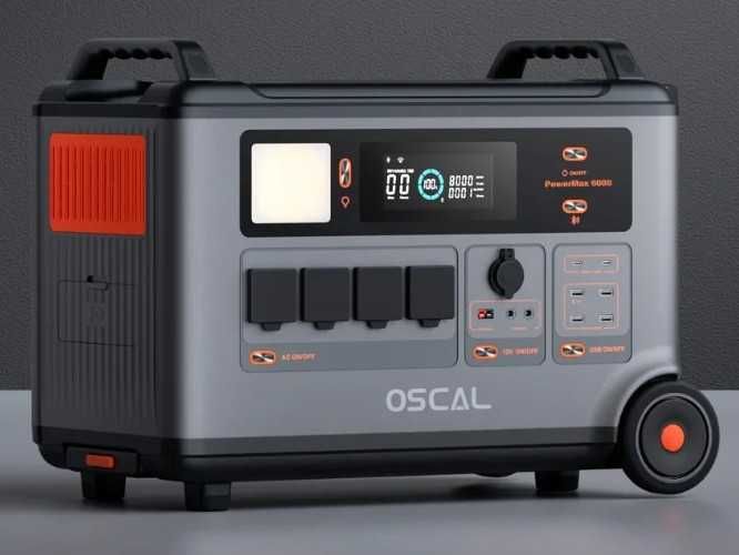 Estação Energia Solar Oscal 6000W/9000W MPPT 2400W 3600Wh BT e WI-FI