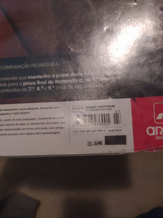 Matemáticamente falando manual escolar 8° ano impecável