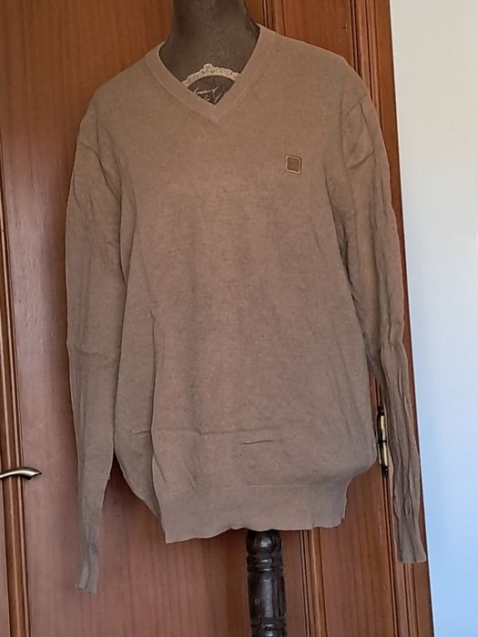 Pullover Homem Giovanni Galli (Tam. 50 / M-L) – 80% Lã Bege/Camel