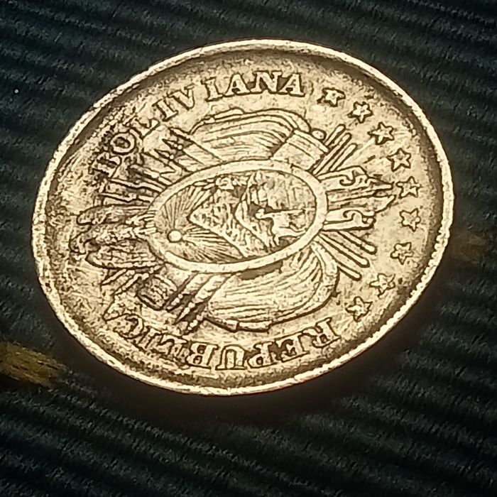 moeda prata 20 centavos Bolivia 1890