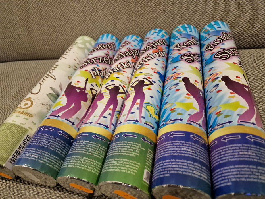 6 x KONFETTI Strzelające Płatki RÓŻ 28CM