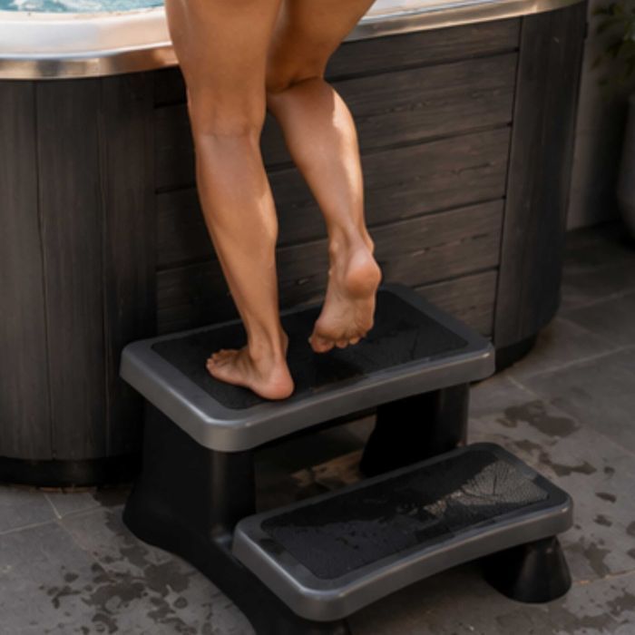 Schody PVC antypoślizgowe do balii ogrodowej | Schodki do jacuzzi bani bali ogrodowej | Balia Technic