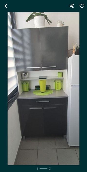 Buffet cinza 2 portas, 1 gaveta