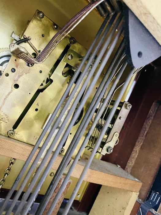 Piekny kwadransowy francuski zegar podłogowy 218 cm  8 strun gongi