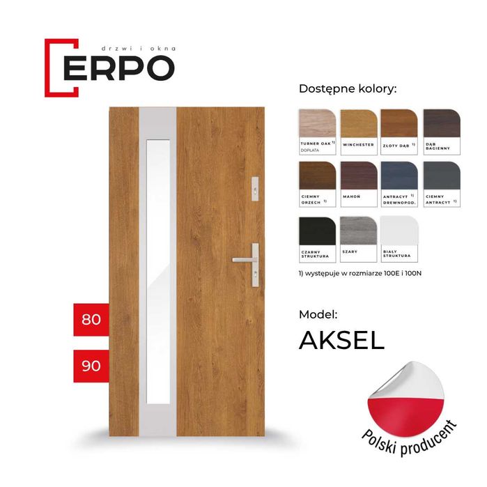 Drzwi wejściowe metalowe ocieplone 80,90 lewe lub prawe 72mm, PIANA