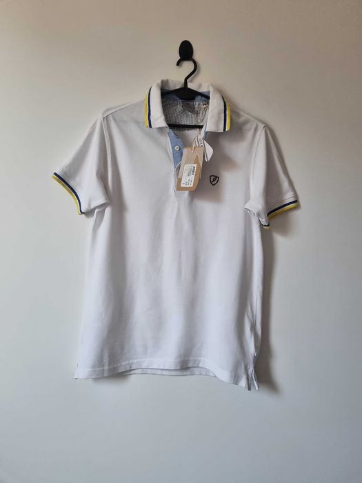 Męska koszula polo biały t-shirt bawełna 100% nowa