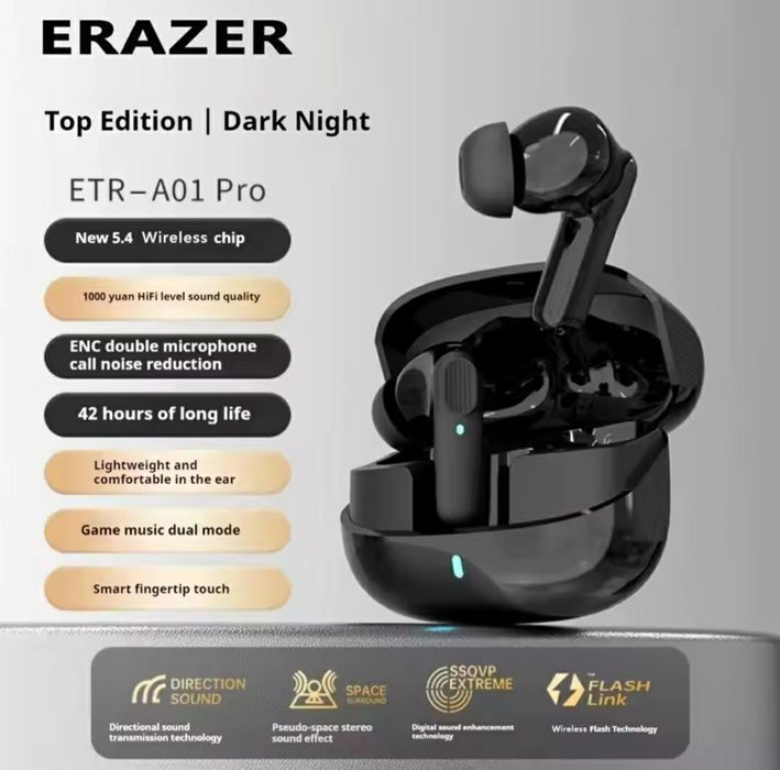 Навушники бездротові Stereo Bluetooth 5.4, вакуумні Erazer A01, ігрові, якісний звук  Stereo, надійні, игровые вакуумные наушники