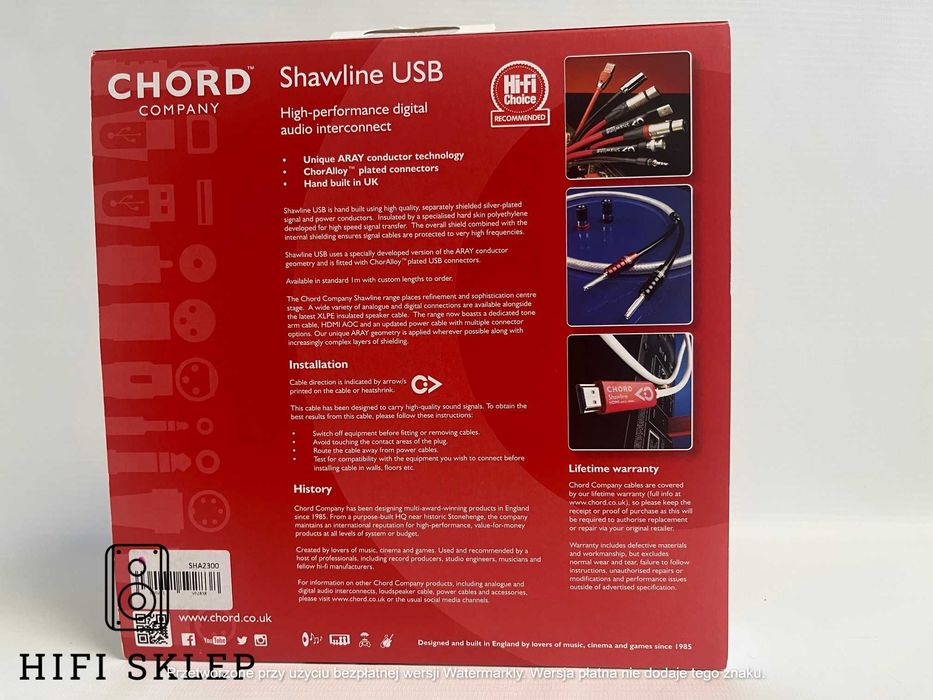 CHORD SHAWLINE - Kabel USB A-B - 1,5m Promocja !!!
