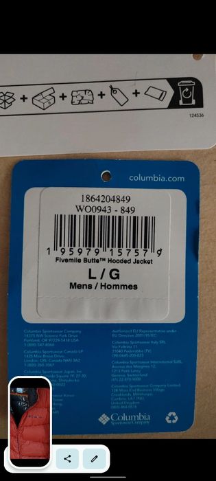 Kurtka męska Columbia Omni Heat, L, nowa