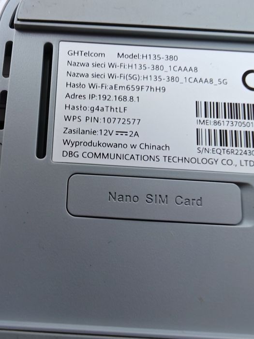 ROUTER SPEEDBOX 5G CPE 3 H135-380 GHTelcom Huawei bardzo szybki na SIM