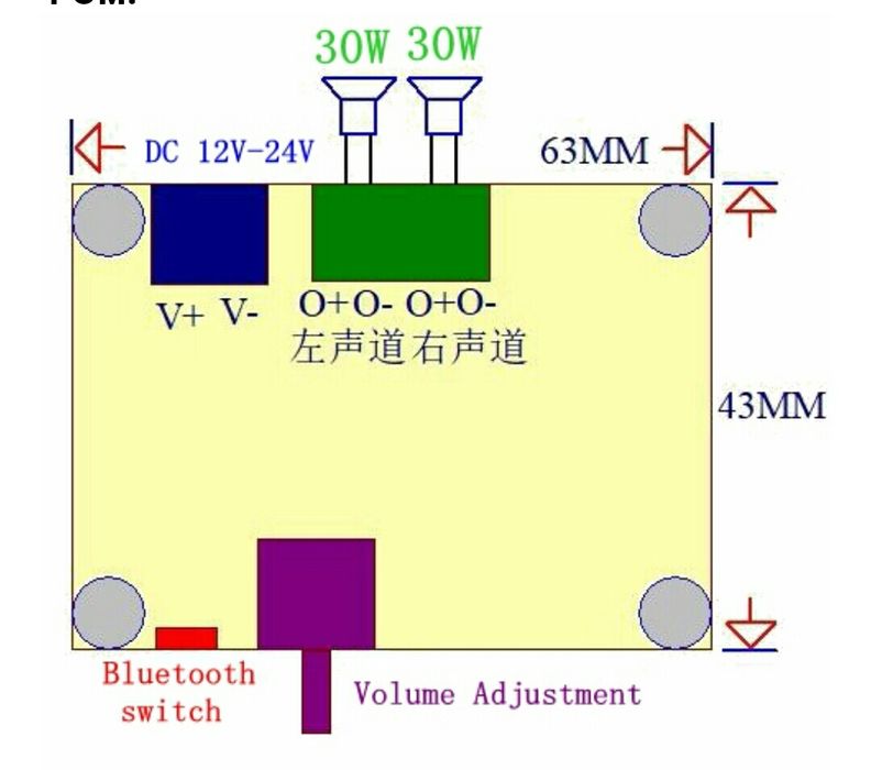 Усилитель мощности. Bluetooth 4,2 TPA3110 2*30 Вт. Блютуз аудио. 12-24