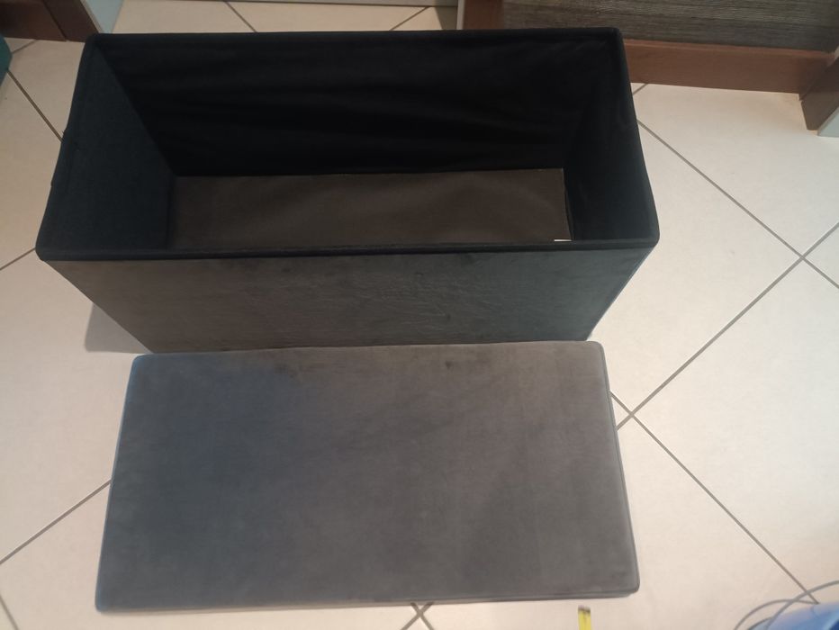 Puff Cinza com arrumação 74x34x38
