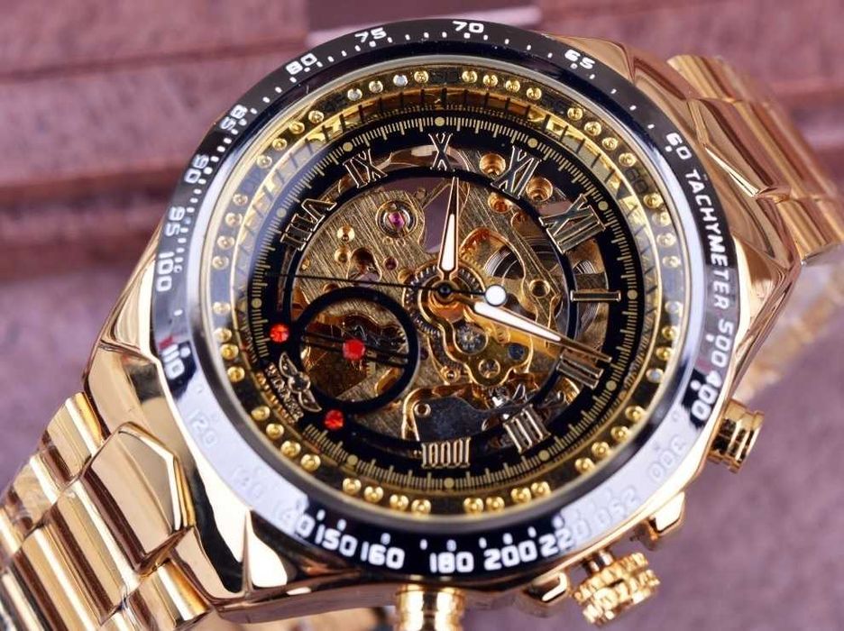 Чоловічий механічний годинник мужские часы на руку Winner Skeleton