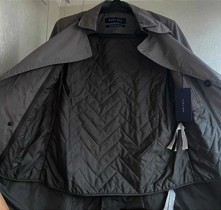 Новый мужской двубортный плащ с отстёгивающейся подкладкой Zara