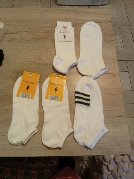Лот из 5-ти пар белых укороченных носков 39-40 р
