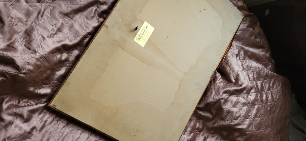 Stary obraz płaskorzeźba miedziowana Bilder Baumeister