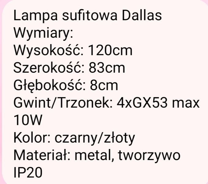 Lampa sufitowa Dallas