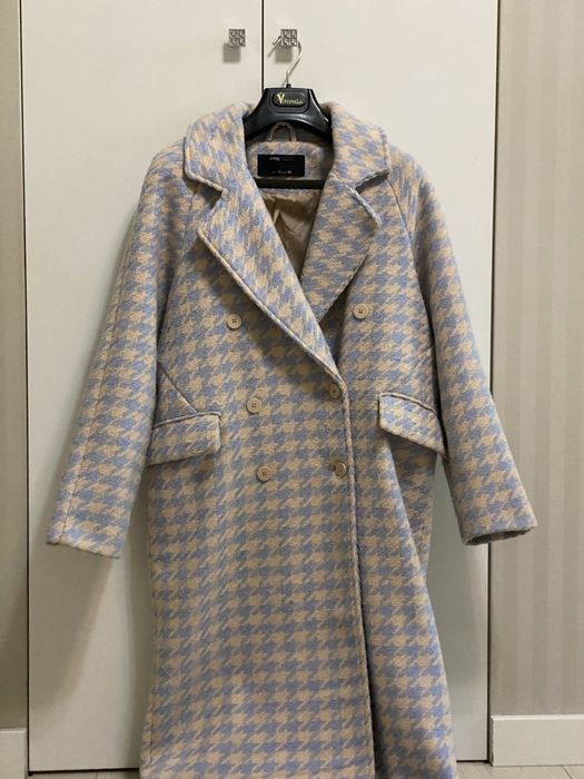 Довге вовняне пальто твід