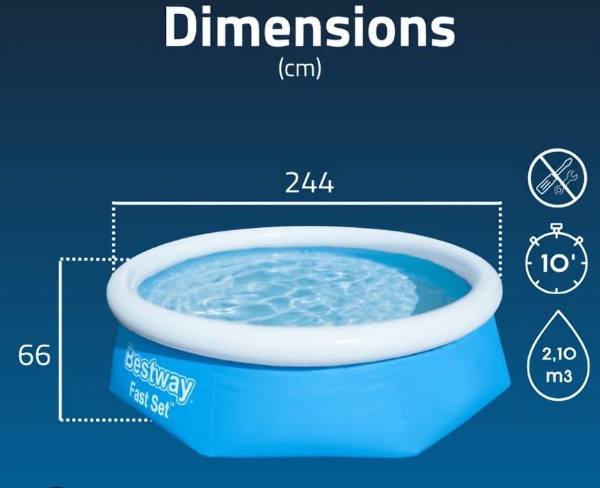 Piscinas novas embaladas 2,44m x66 para entregas