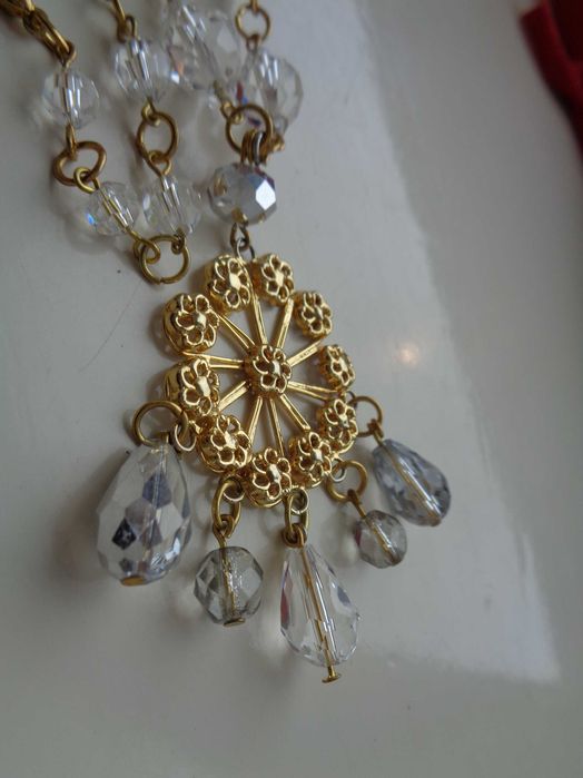 кулон намисто чеськ кришталь вінтаж стан нов 70см+7см кулон