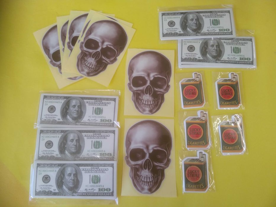 Наклейка на Авто 100 Долларов, Череп, Lucky Strike