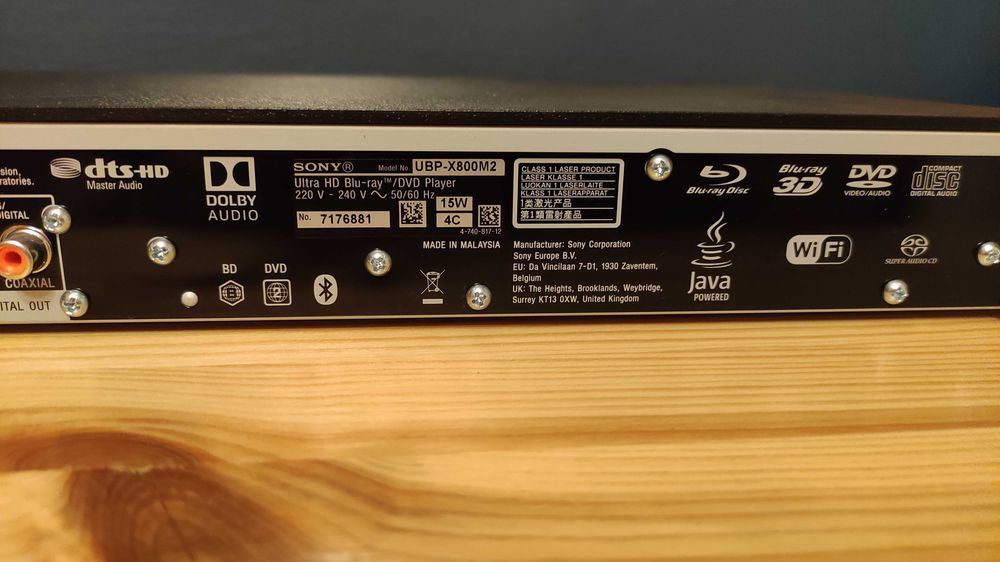 Sony UBP-X800M2 ULTRA HD, 3D, Blu-Ray, Dolby Digital, Dolby Atmos