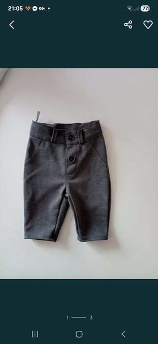 2x Spodnie niemowlęce eleganckie, rozm 62, 56- szare, czarne