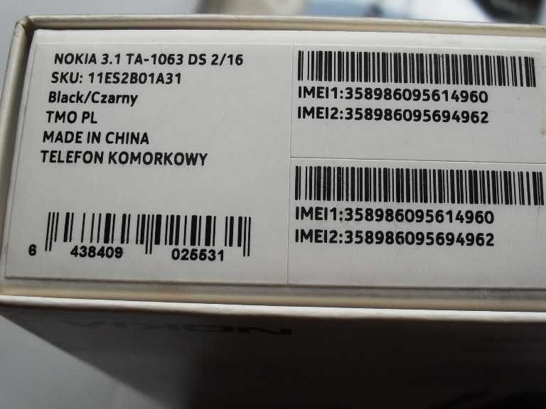 Smartfon nokia 3,1 stan idealny + etui i folia ochronna