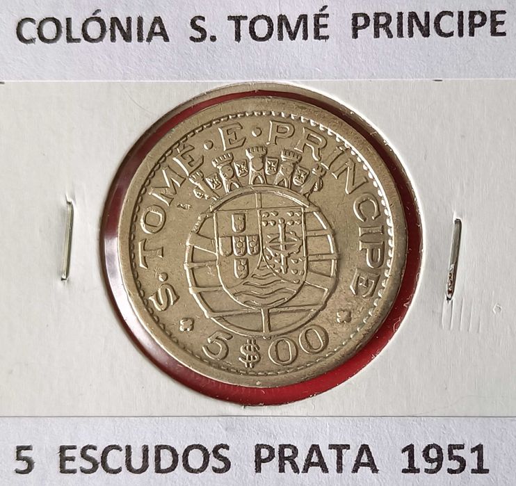 Moeda Portuguesa 5 Escudos Ex Colónia Ultramarina S. Tomé Príncipe