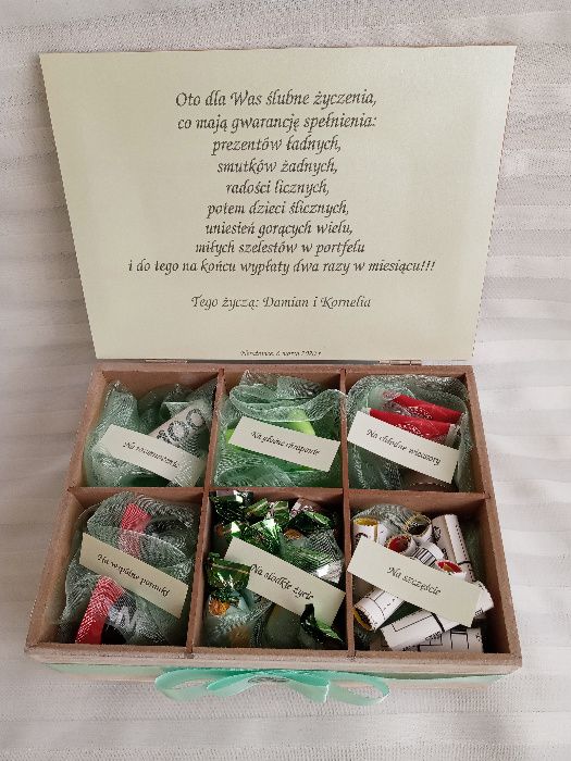 Pamiątka Ślubu, Kartka na ślub, pudełko ślubne