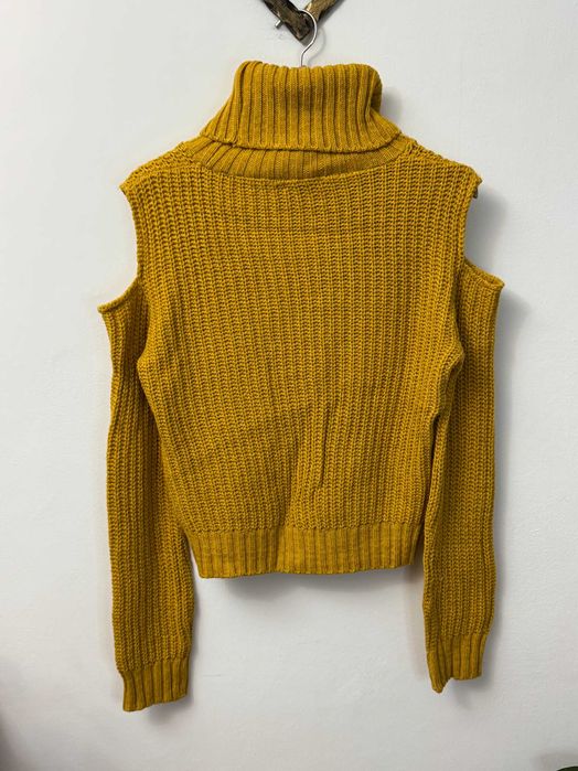 Żółty musztardowy sweter z golfem sweterek Chemistry S M 36 38