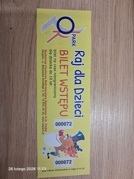 Bilet do sali zabaw Głogów