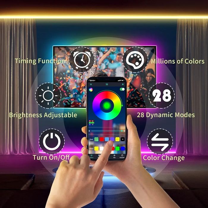 Podświetlenie LED do TV Bluetooth aplikacja pilot 32-43 cali nowe 2 m