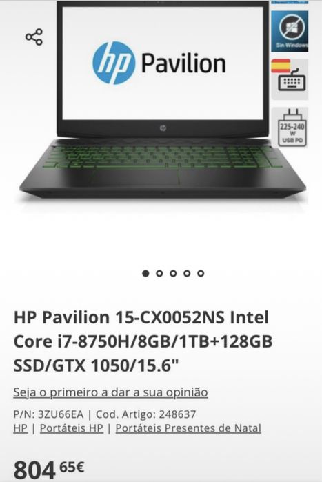 Portatil HP Pavilion Gaming 15