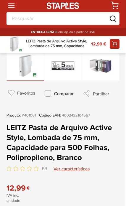 10 dossiers/pastas de arquivo Leitz